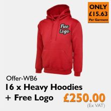 16 x Heavy Hoodies + Free Logo