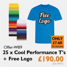 25 x Cool Performance T-Shirts + Free Logo